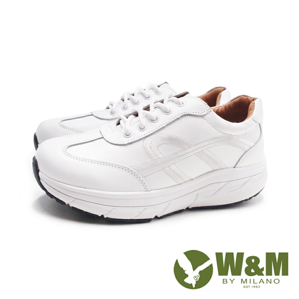 W&M(女)FIT減壓氣墊輕量厚底搖搖健走休閒鞋 女鞋-白色