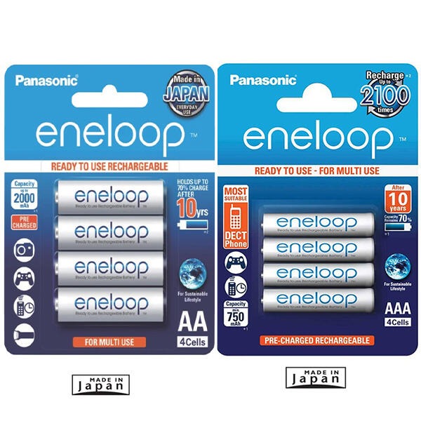 日本製 Panasonic eneloop 充2100次 低自放電充電電池,密封4入裝,送電池盒