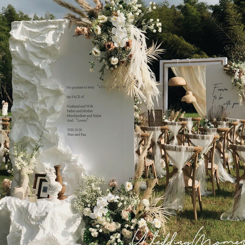 婚禮背景折紙造型紙藝雪梨紙手揉紙婚慶現場布置場景裝飾軟紙