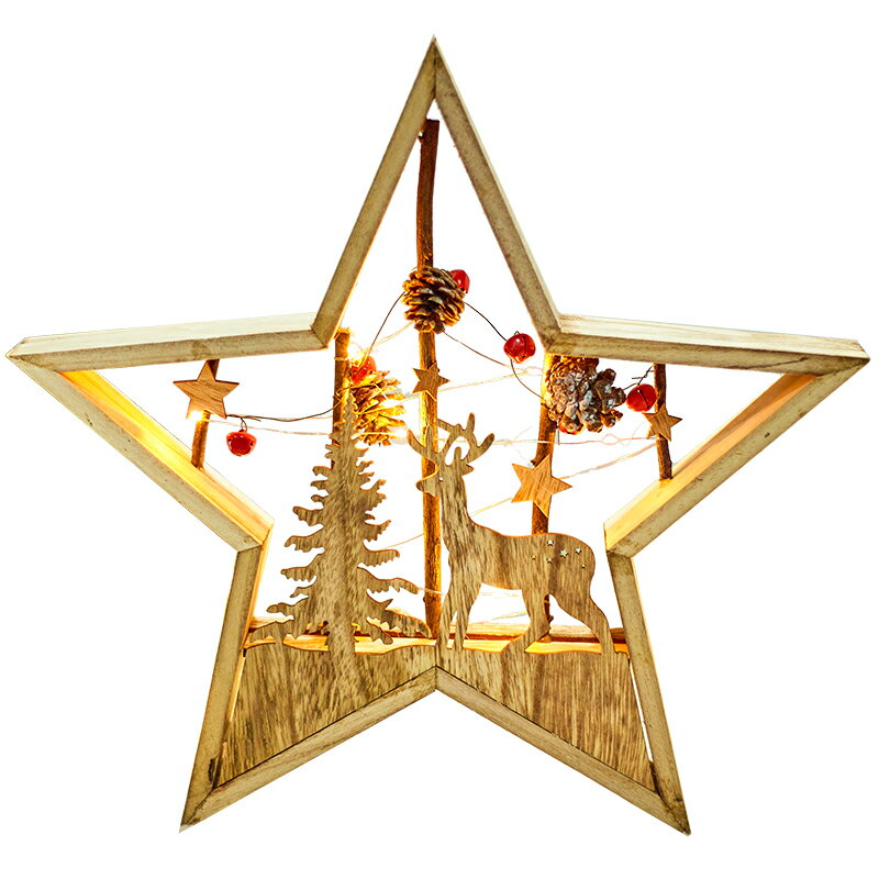 免運 圣誕裝飾品客廳創意木質擺件小工藝品家居飾品發光小木屋麋鹿擺件 交換禮物全館免運