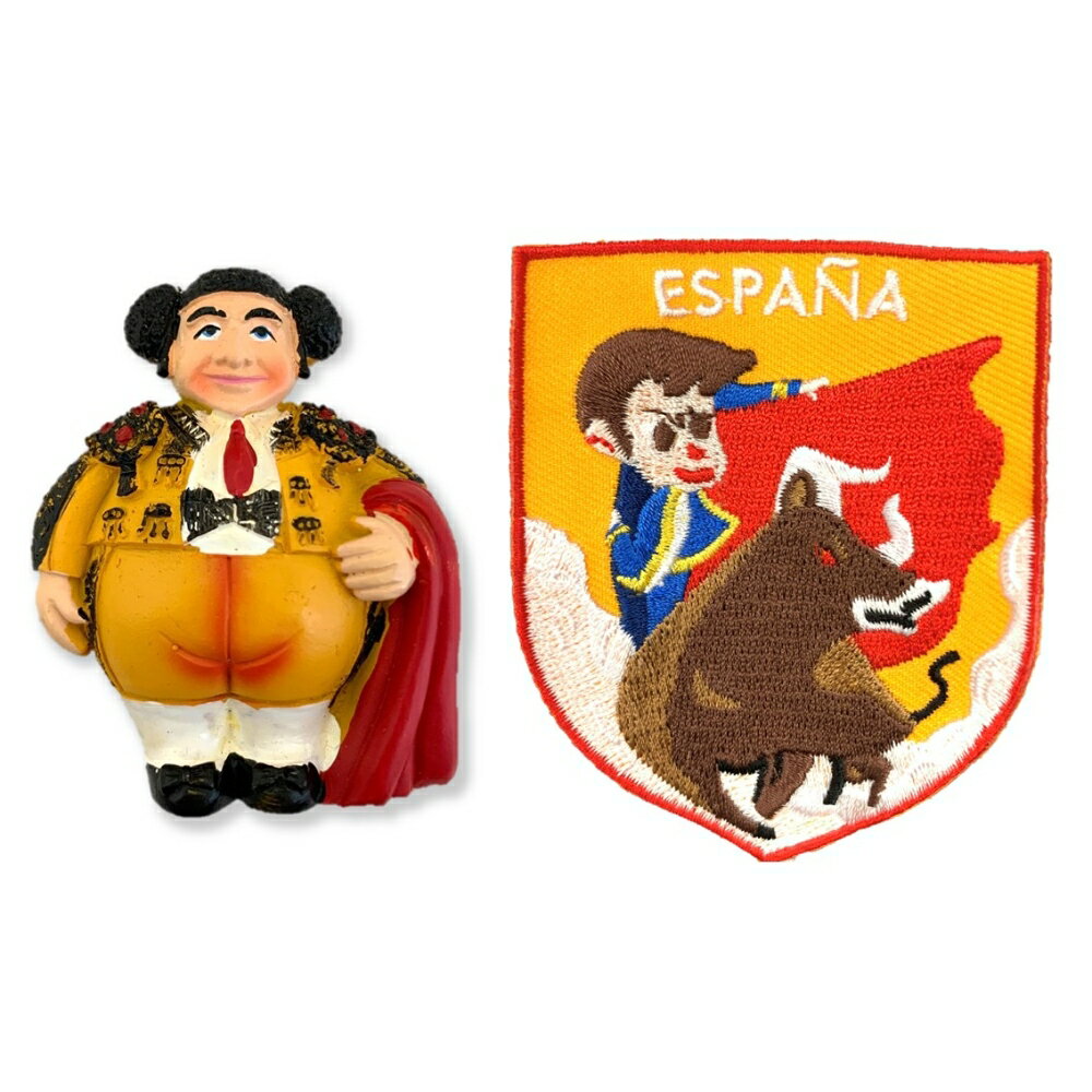 西班牙胖胖鬥牛士電箱裝飾+西班牙 鬥牛士 ESPANA燙布貼【2件組】文青吸鐵 網紅打卡地標 地標磁鐵 冰箱磁鐵 旅遊磁鐵 創意貼
