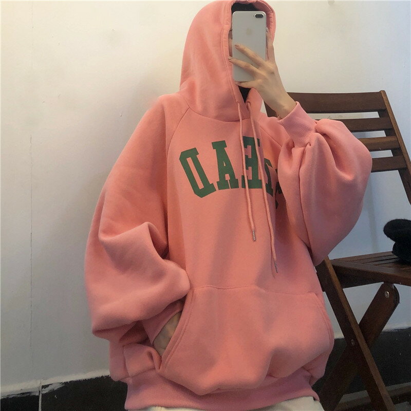 chic港味vetiver衛衣女秋冬加絨加厚寬松ins潮慵懶風連帽外套