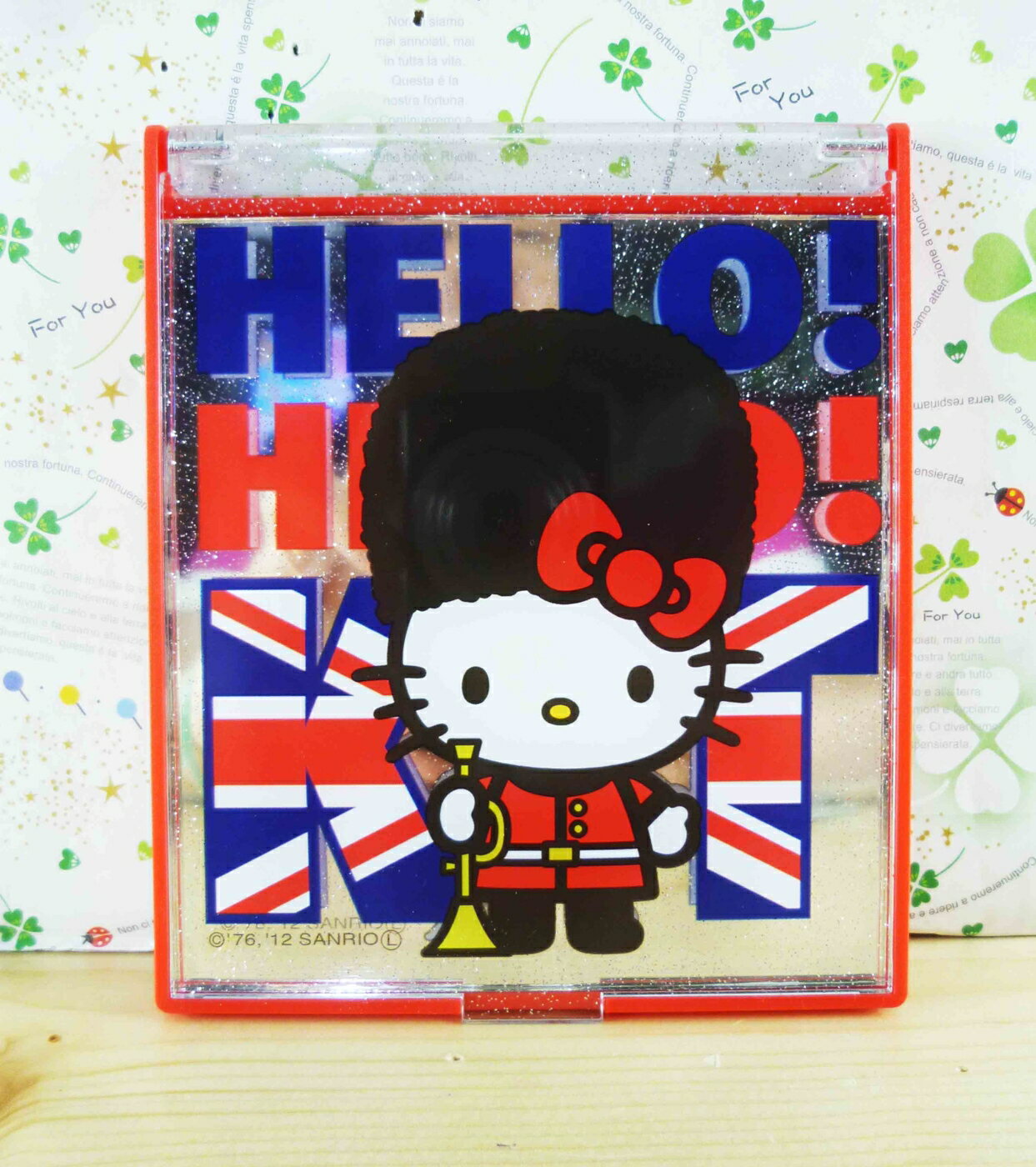 【震撼精品百貨】Hello Kitty 凱蒂貓-摺疊鏡-紅英國 震撼日式精品百貨