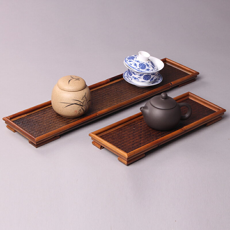 竹編茶席 席面幹泡盤茶盤復古竹託盤 晾杯架 杯託 壺託茶道擺件
