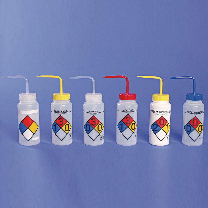 《Bel-Art》彩色洗瓶 PE Bottle, Wash, Self Venting Labelled