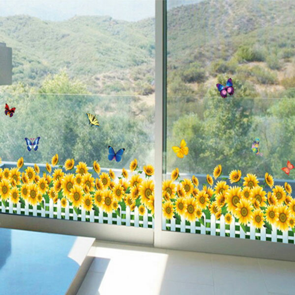 [超取299免運]創意無痕壁貼 陽光向日葵 DIY組合壁貼 花草壁貼 牆貼 背景貼 壁貼紙 Loxin【BF1703】