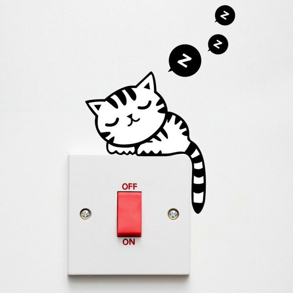 Loxin 創意可移動壁貼 睡覺的貓【SF0962】開關貼/壁紙/牆貼/背景貼