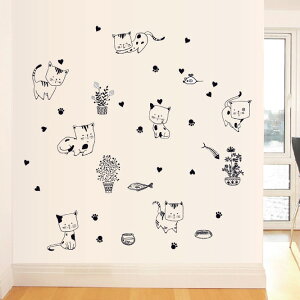 [超取299免運]Loxin 創意可愛壁貼 玩耍貓咪【SF1448】DIY組合無痕壁貼 牆貼 壁紙 背景貼