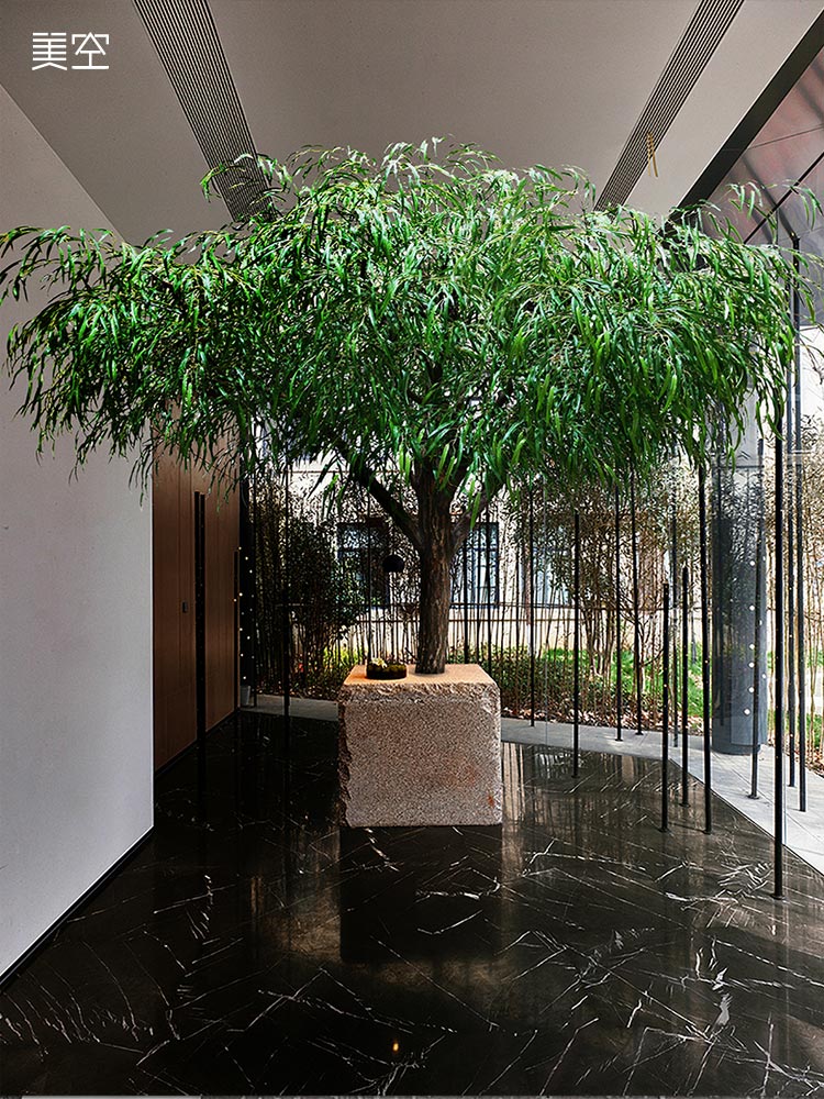 美空永生樹模擬柳樹枝葉條擺件家居服裝店裝飾假樹落地植物模擬樹