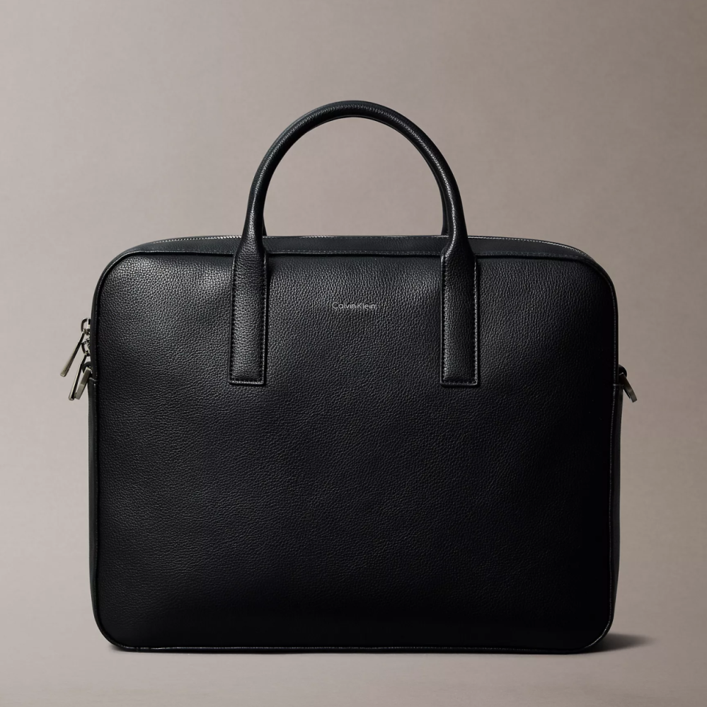 Calvin Klein 電腦包 公事包 鵝卵石紋聚氨酯皮革 斜背包 側背包 手提包 C07022 黑色CK(現貨)▶指定Outlet商品5折起☆現貨【送禮首選★APP下單點數4倍送】