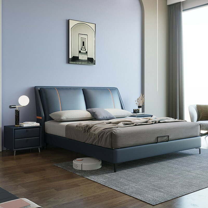 【KENS生活家具】大床 雙人床 軟床 意式雙人皮床輕奢小戶型現代簡約1.8米主臥極簡1.5米軟靠儲物婚床