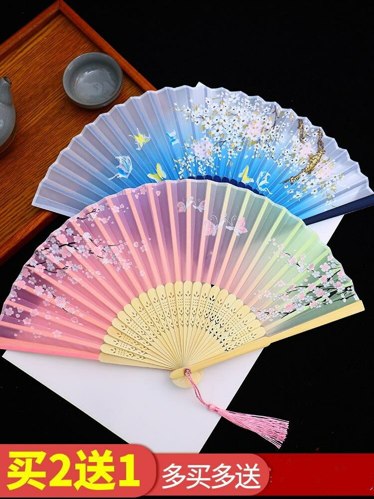 折疊扇子迷你夏天用的便攜手搖古裝漢服摺扇女童跳舞專用兒童女孩
