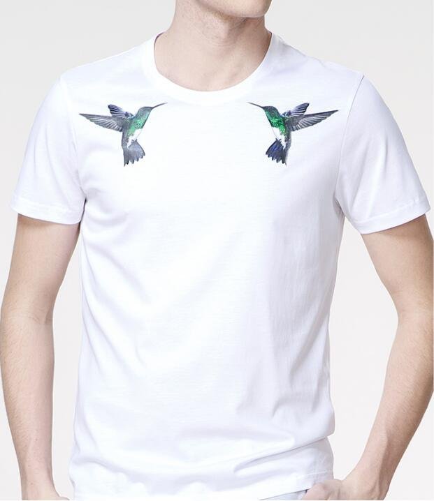 FINDSENSE MD 韓國 男 街頭 時尚 潮 蜂鳥圖案印花 短袖T恤 特色T恤 圖案T