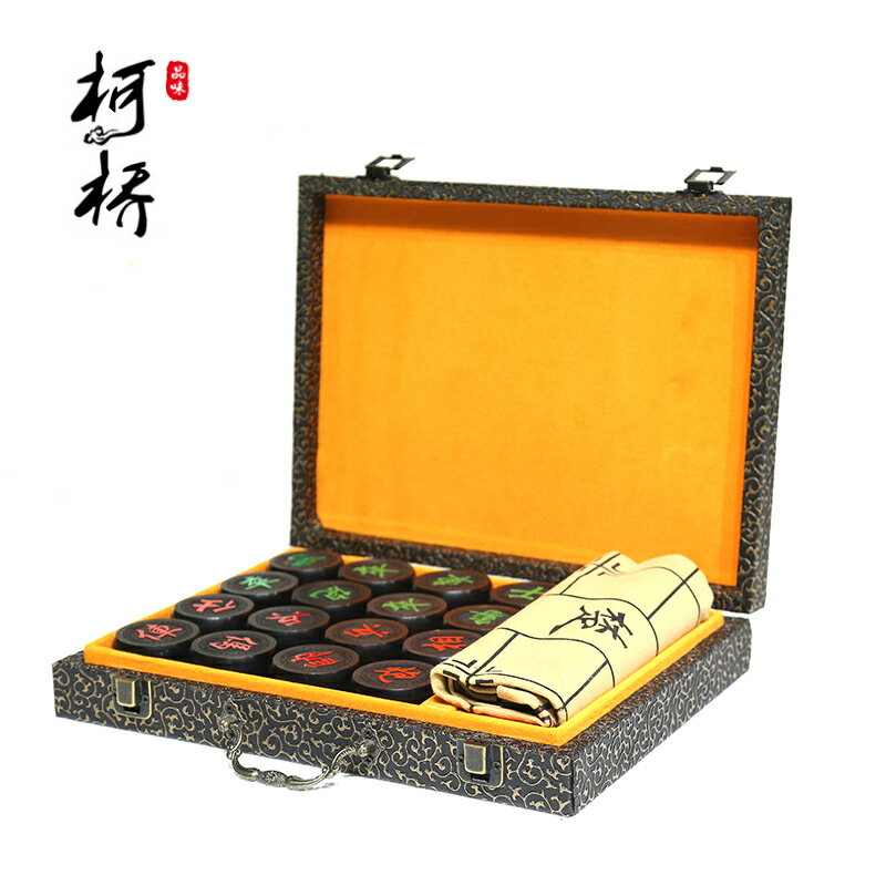 紅木質紫光檀實木中國象棋子帶禮盒棋盤送領導長輩高階精品送禮品