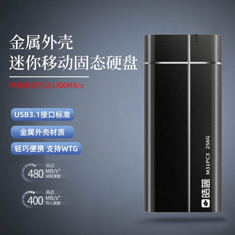 皓藍移動固態256G硬碟高速外接筆記本SSD手機固態盤便攜Type-c【宜家良品百貨】