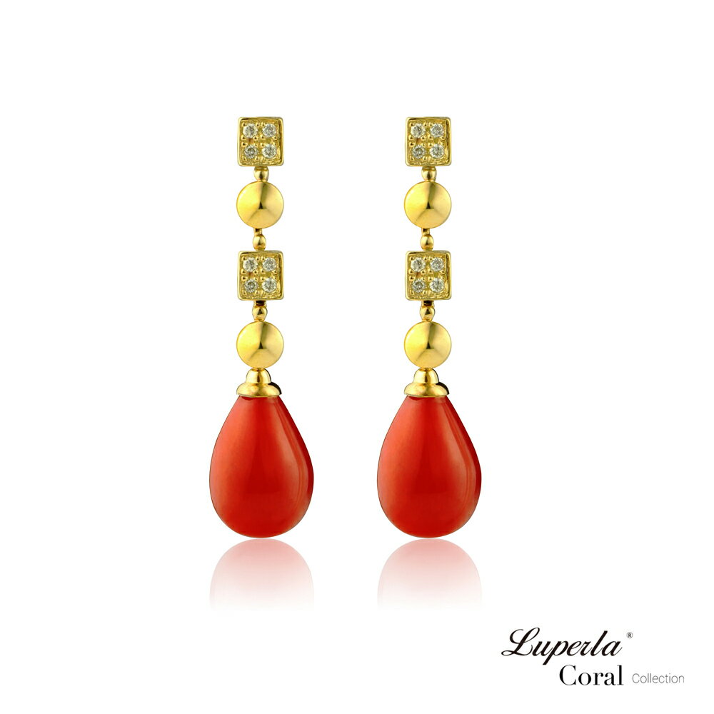 大東山珠寶 天然頂級全紅珊瑚耳環 尊華御瑞 18K黃金真鑽 天然紅珊瑚 皇室專屬