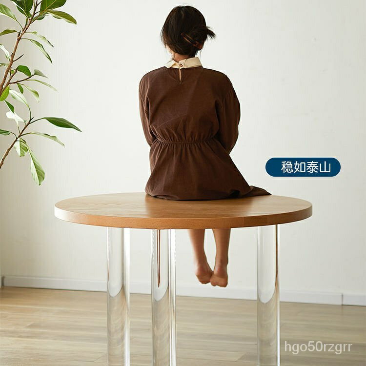法式餐桌小圓桌新款小型傢用簡約亞剋力創意桌子日式客廳懸浮圓桌
