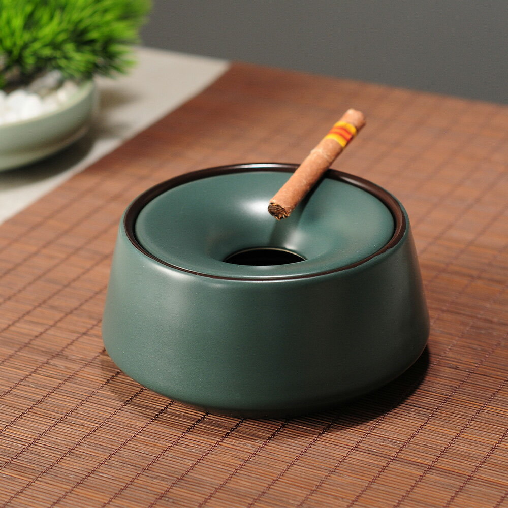 新中式陶瓷煙灰缸防灰飛輕奢擺件家用可愛客廳創意簡約現代ins風