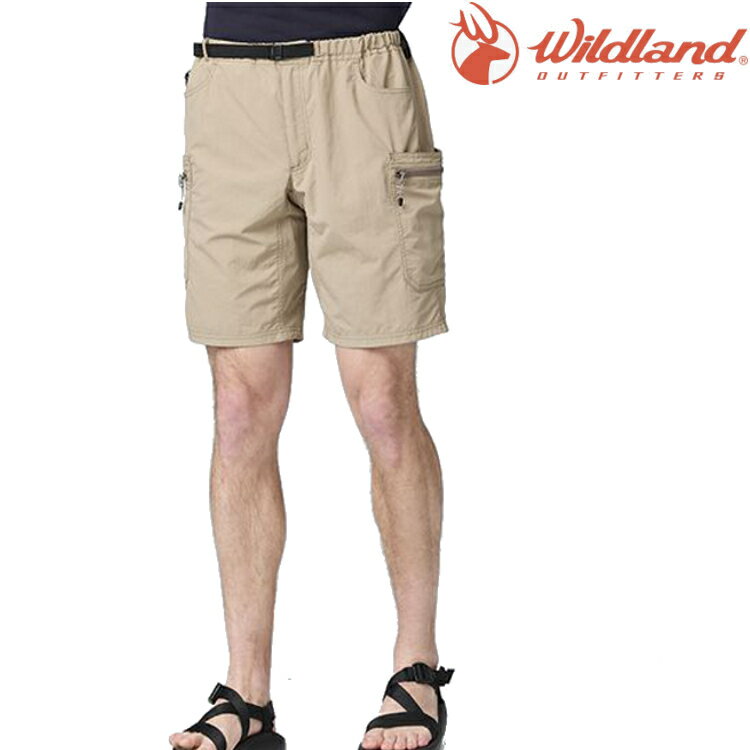 荒野 Wildland 男款 透氣抗UV多口袋工裝短褲 0B21390 163 沙色