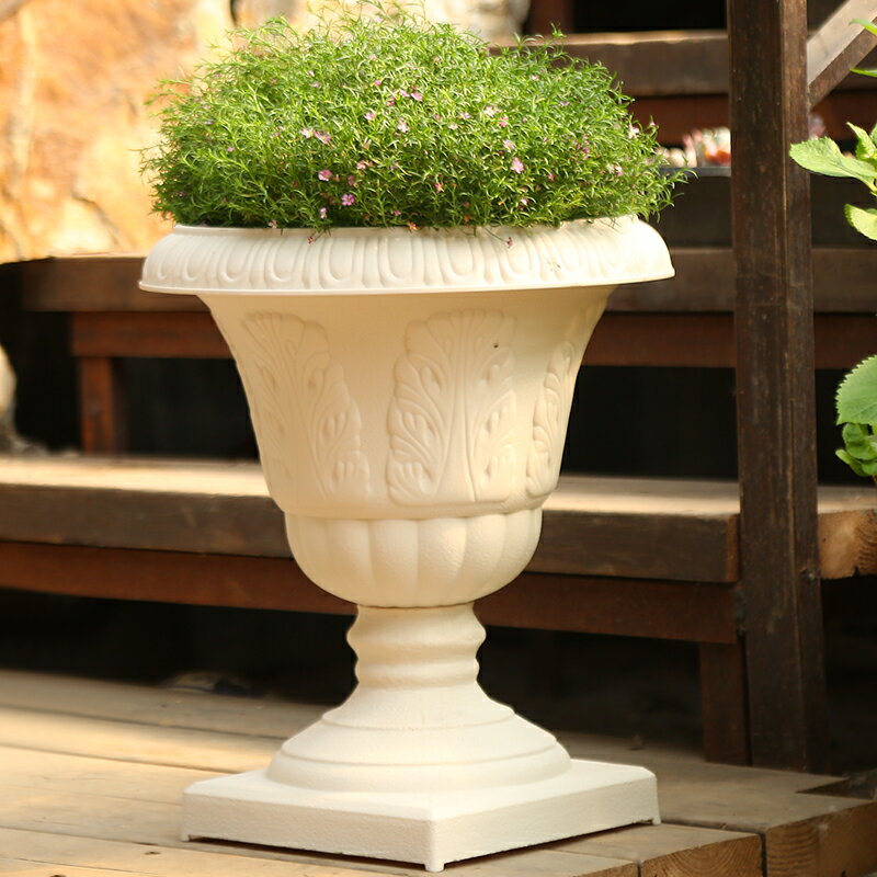 仿陶瓷杯型創意花盆陽臺大號用樹脂塑料愛麗絲戶外花盆