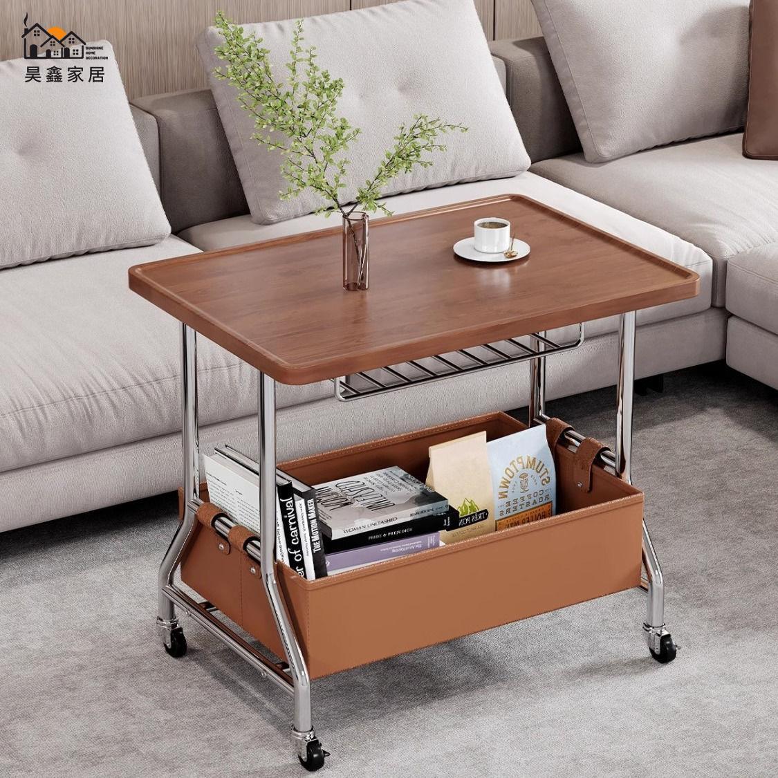 工廠直銷 免運 可移動茶几桌 小推車 客廳沙發邊幾 邊桌 邊幾可移動茶幾沙發邊柜小桌子復古小推車中古置物架邊桌客廳家用全館八折 店長推薦 h5616