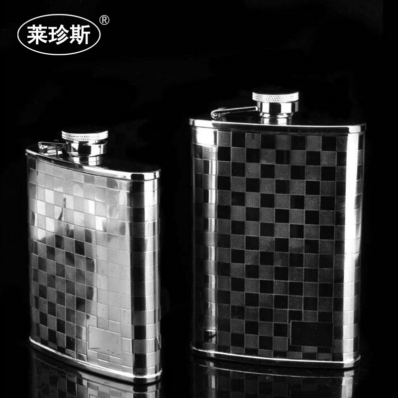創意格子304不銹鋼酒壺隨身酒壺便攜時尚戶外酒具其它酒具送漏斗 1