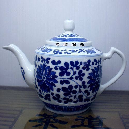 景德鎮陶瓷油壺 青花洋蓮涼水壺 瓷器茶壺茶杯可套裝茶具1入