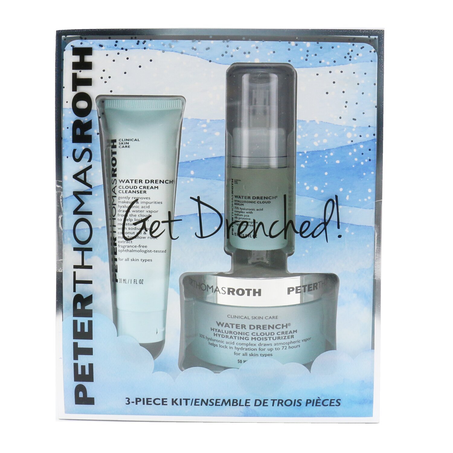 彼得羅夫 Peter Thomas Roth - Get Drenched 3件套裝：潔面乳30ml +透明質酸雲精華15ml +保濕乳50ml