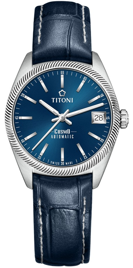 TITONI 梅花錶 宇宙系列 COSMO_SER. 機械女腕表(828S-ST-612)-33mm-藍面皮革【刷卡回饋 分期0利率】【APP下單22%點數回饋】