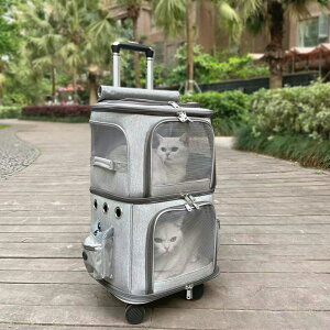 貓包拉桿箱外出便攜雙層大容量兩只貓咪狗狗攜帶包透氣寵物行李箱 文藝男女