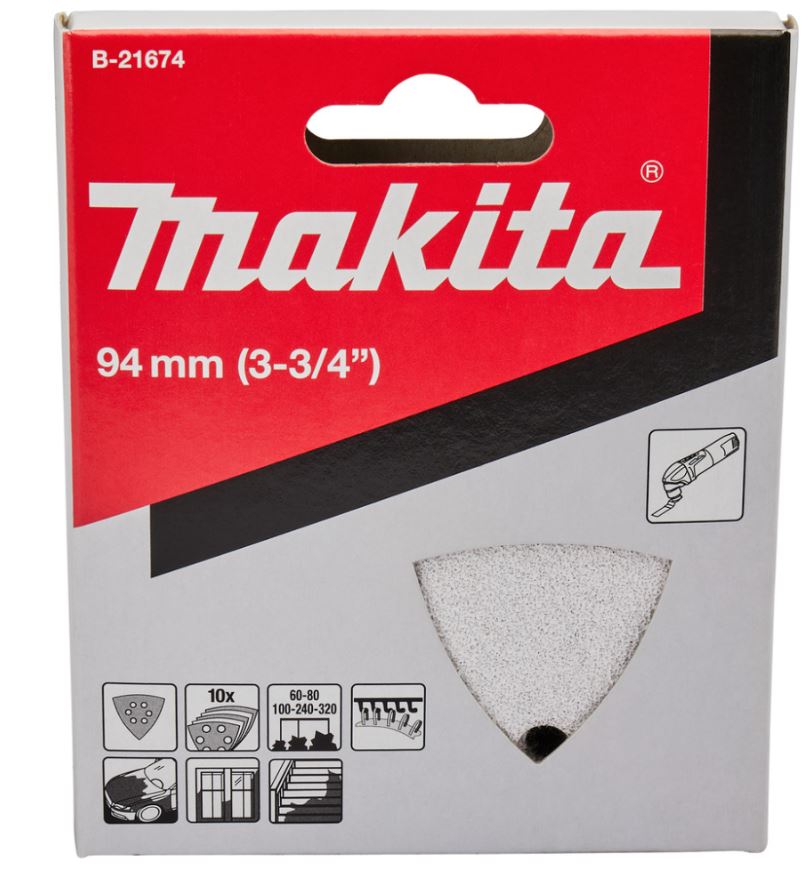 MAKITA 牧田 B-21674 三角型砂紙 拋光 研磨 適用 油漆 牆面 綜合包10片裝