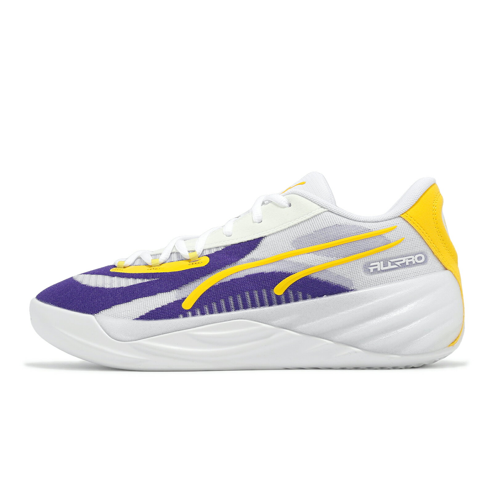 Puma 籃球鞋 All-Pro Nitro LA 男鞋 白 紫 黃 湖人隊 編織 緩衝 氮氣中底 運動鞋