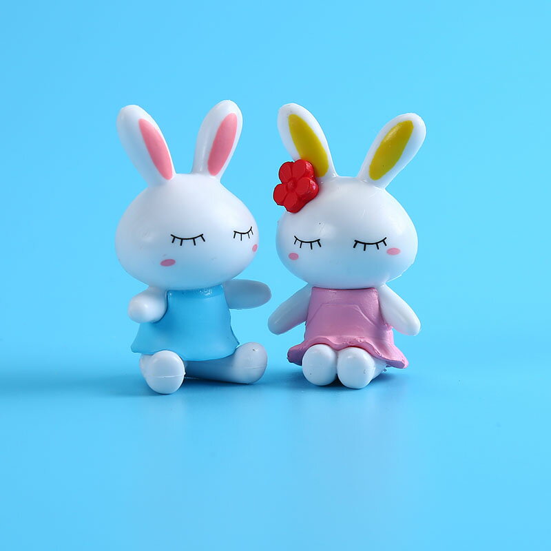 日式迷你仿真動物小兔子情侶兔公仔模型微景觀小玩具女孩禮物擺件