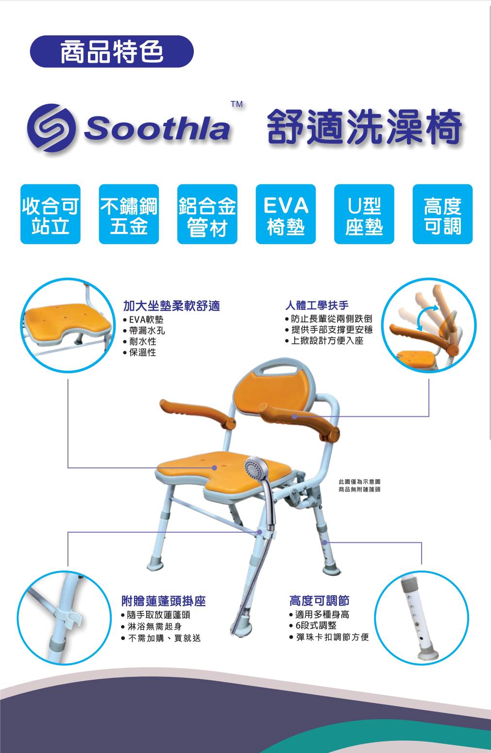 Soothla舒適洗澡椅台灣製承重100kg