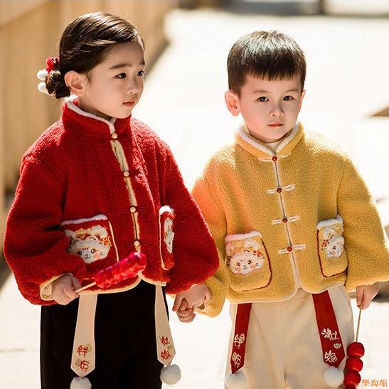 兒童聖誕衣服套裝新款寶寶唐裝漢服冬款加絨加厚小孩過年衣服兄妹裝