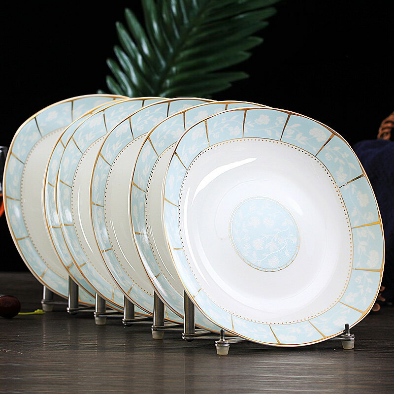 陶瓷盤子6個裝創意個性家用菜盤子牛排盤方形中式餐具套裝餃子盤