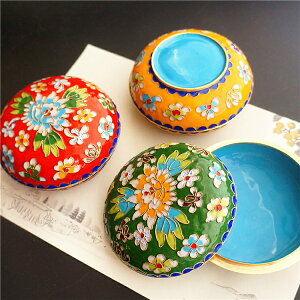 老北京復古風景泰藍首飾盒粉盒胭脂盒印泥盒古典裝飾傳統工藝品