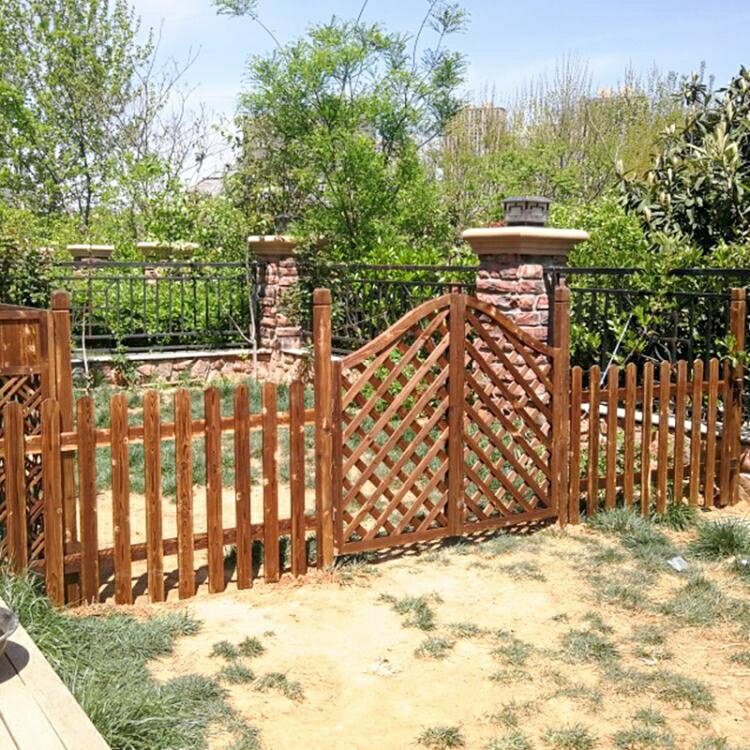 花園柵欄門庭院花園門圍欄籬笆門室外防腐木門戶外家用實木雙開門 樂樂百貨