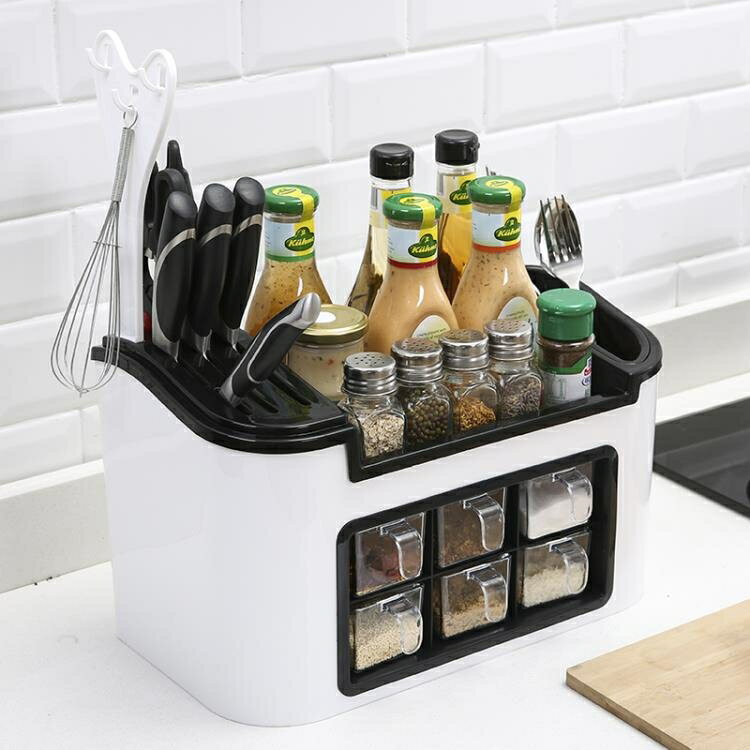 廚房置物架桌面收納盒調味品瓶架調料刀具餐具整理儲物架刀架塑料-Ifashion YTL