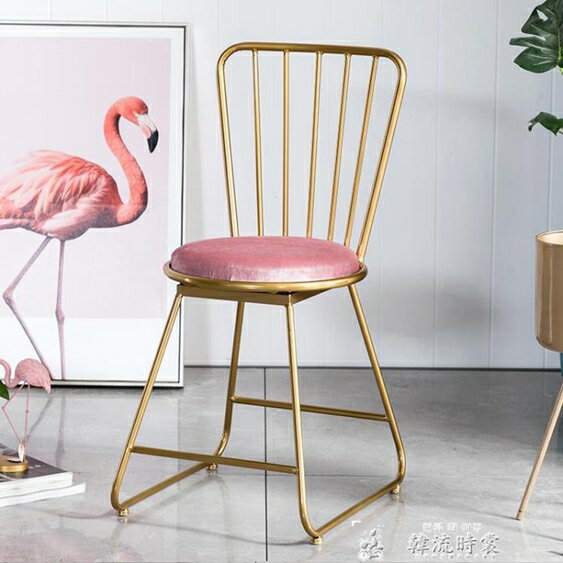 化妝椅 簡約梳妝凳ins小椅子化妝凳梳妝臺凳子網紅蝴蝶結椅子靠背化妝椅 夏季上新