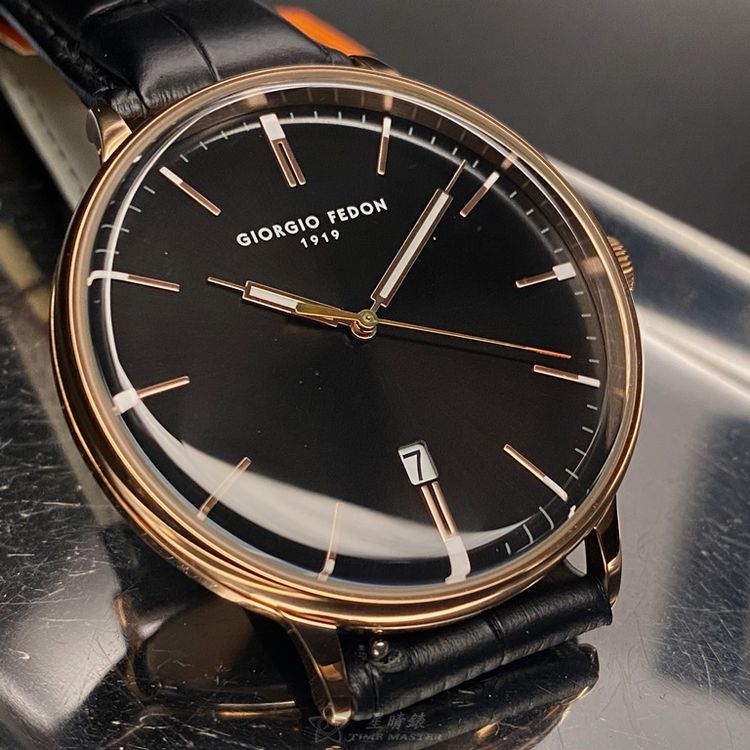 點數9%★GiorgioFedon1919手錶,編號GF00107,42mm玫瑰金圓形精鋼錶殼,黑色簡約, 中三針顯示錶面,深黑色真皮皮革錶帶款,潮流代名詞!【APP下單享9%點數上限5000點】 3