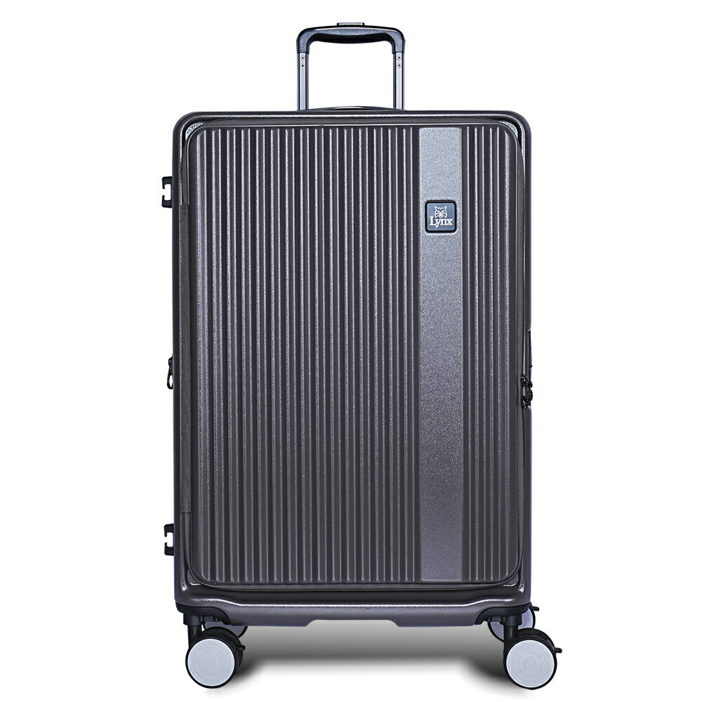 【Lynx 美國山貓】24吋第三代前開式行李箱、70MM避震煞車雙排輪、防爆拉鏈、TSA海關鎖、可加大 0