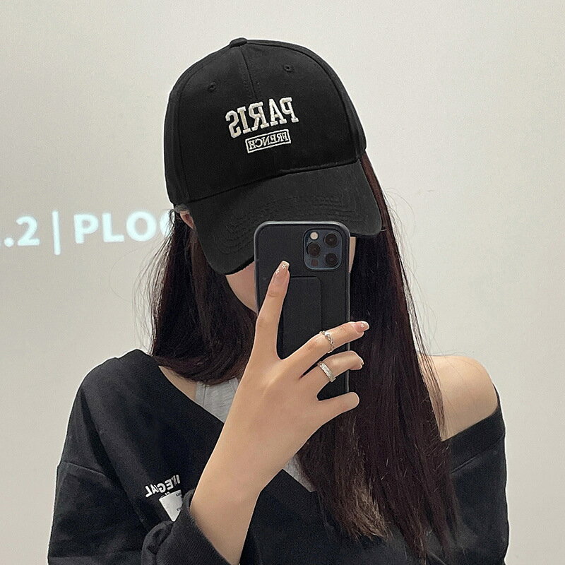 2026新款潮牌黑色鴨舌帽大頭圍顯臉小棒球帽女ins風刺繡字母帽子
