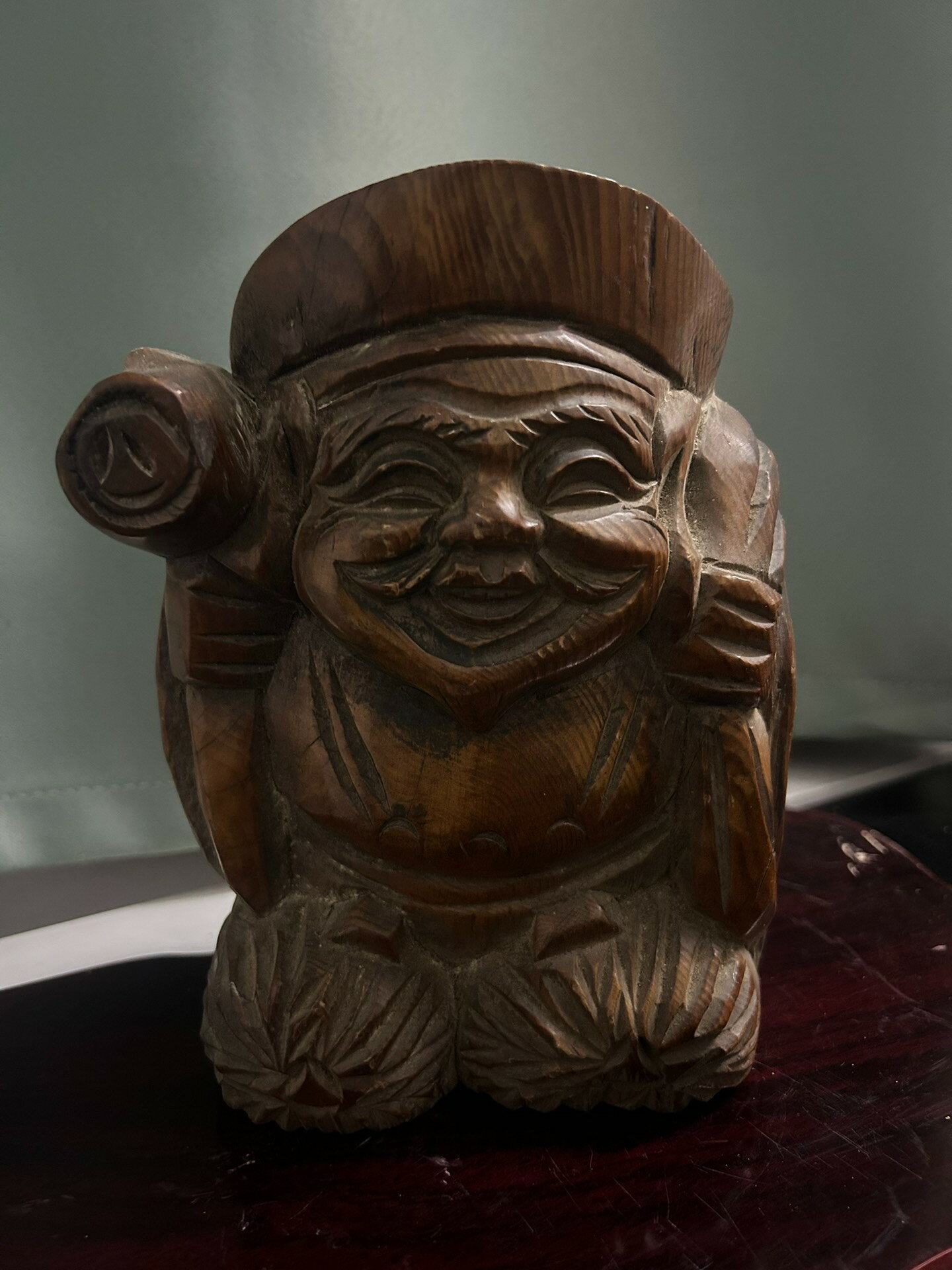 日本迴流 中古 置物 擺飾 老物件大黑天，實木雕刻，整體重