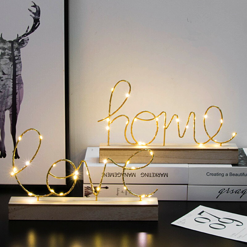 北歐風格ins客廳臥室家居房間裝飾品字母小夜燈創意桌面擺件擺設