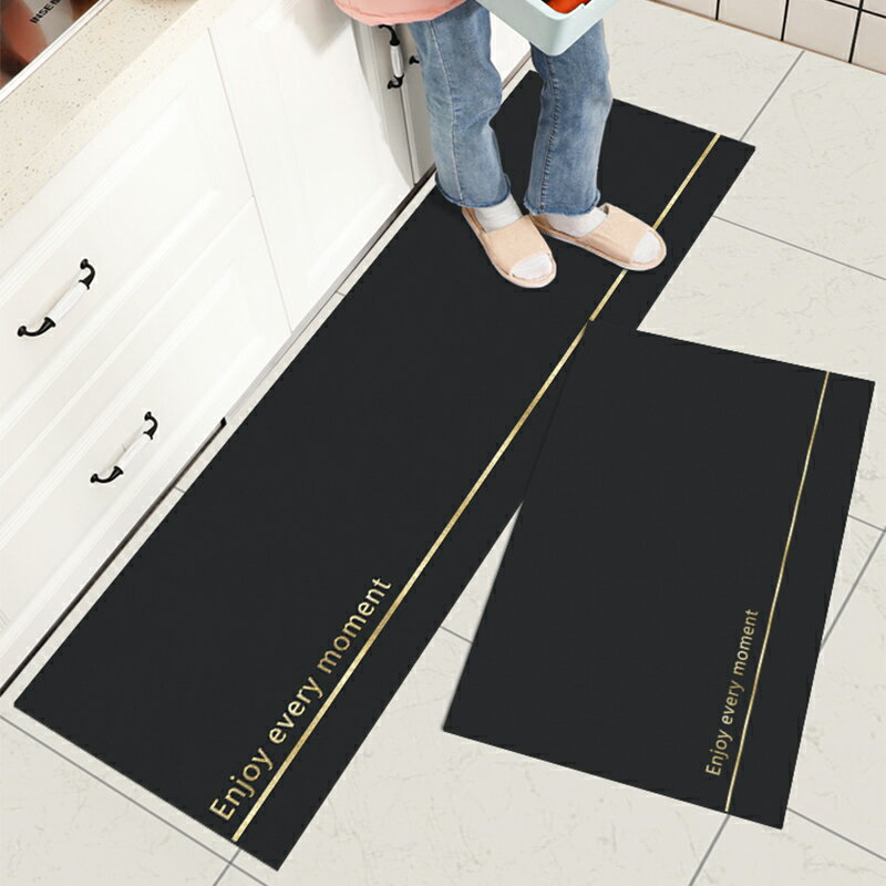 廚房地墊新款純色耐臟防滑防水防油地毯家用門口進門墊子吸水腳墊