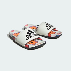 Adidas Adilette Comfort 女鞋 白彩色 夏季 泳池 彩繪 運動 花朵 休閒 拖鞋 IE4971