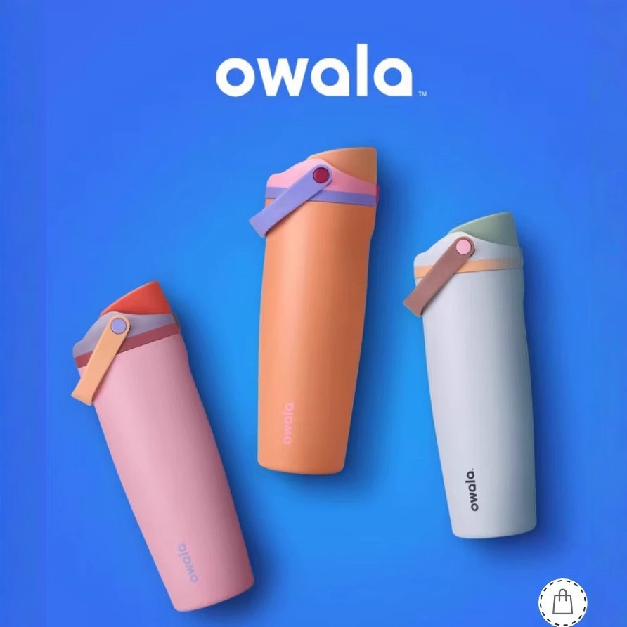 Owala同款保溫杯304不鏽鋼水果杯可攜式彈跳杯手提雙飲杯吸管杯