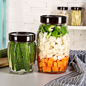 密封罐玻璃瓶子食品級泡菜壇子家用蜂蜜腌菜辣椒醬收納帶蓋儲物罐