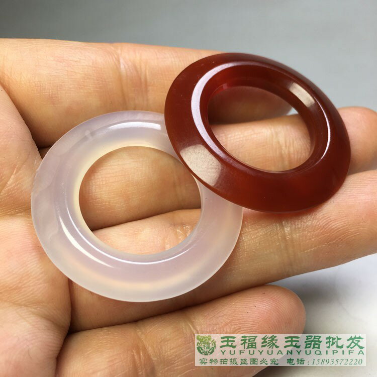 古玉老玉環瑪瑙環戰國環仿古白瑪瑙三才環袈裟環平安扣玉髓配飾| 協貿
